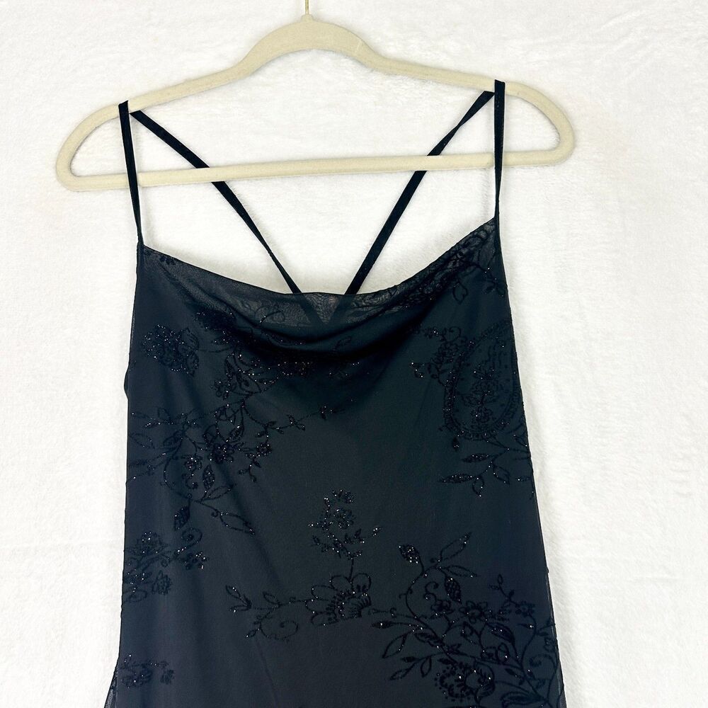 Jonathan Martin Vintage Whimsigoth Fairy Midi Dress Size Medium Black Stretch - Picture 3 of 10